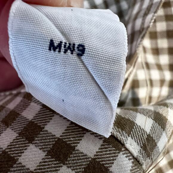 Ralph Lauren Classic Fit Dress Shirt Men's L Cream Olive Check Purple Pony - Picture 10 of 11